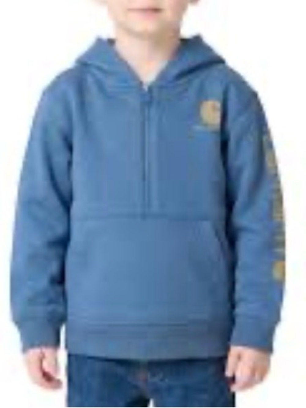 Carhartt Kids' Slate Blue Half-Zip Hooded Sweatshirt with Yellow Logo size 2T